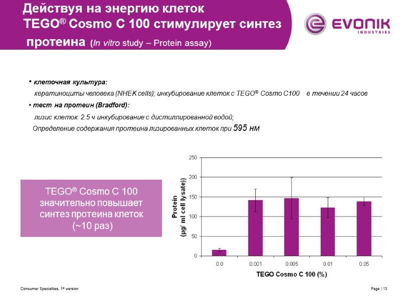 Consumer Specialties, 1st version Page | 13 Действуя на энергию клеток TEGO® Cosmo C